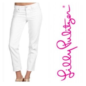 Lilly Pulitzer Palm Beach Slim Crop White Denim Jeans